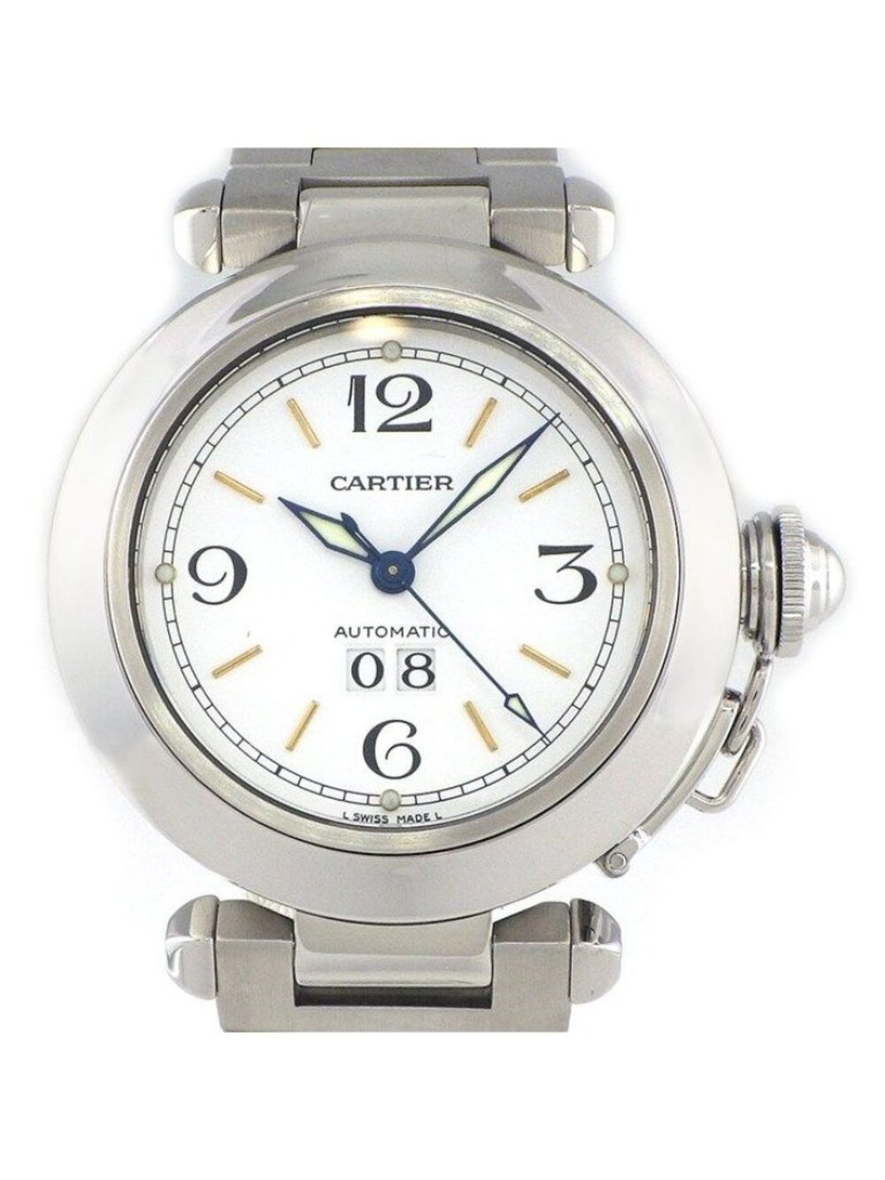 Cartier Watch Pasha C Big Date White Dial Luminous Hand SS Automatic